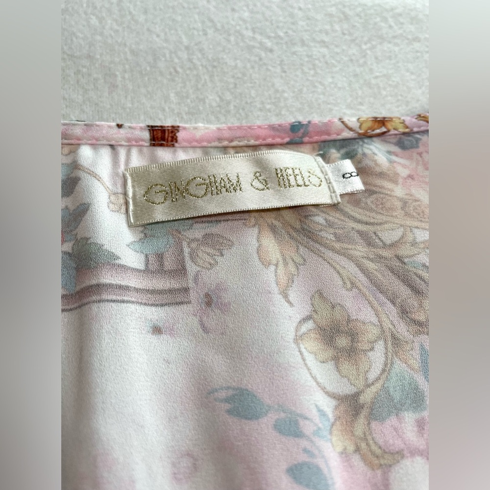 Boho Baroque Floral Maxi Dress Flowy Long Sleeve V Neck Scarf Print Cottagecore - Picture 6 of 15